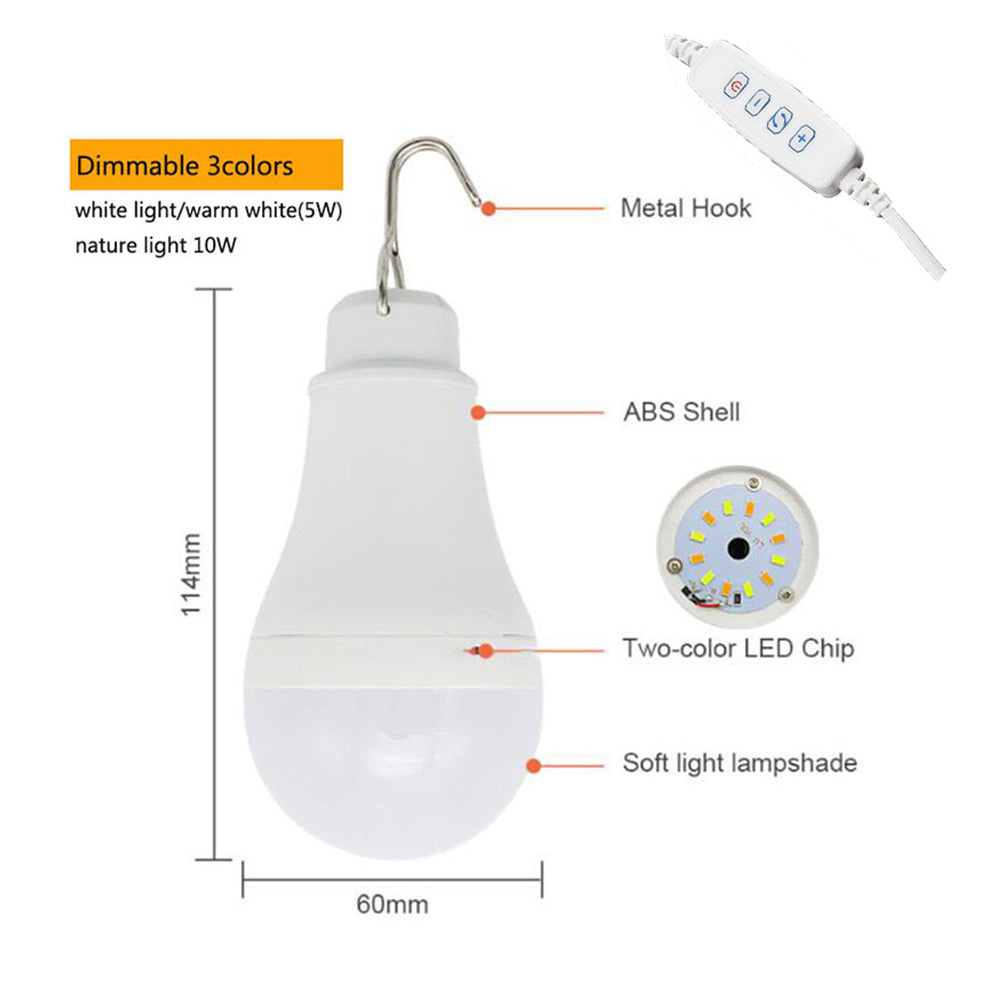USB 10w Dimmable Light Bulb with Inline Switch with 2 Meter Cable (1pc)