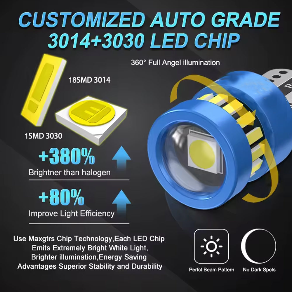 6pcs T10 Warm White 19SMD Canbus LED Bulbs Super Bright 194 W5W T10 LED Globes