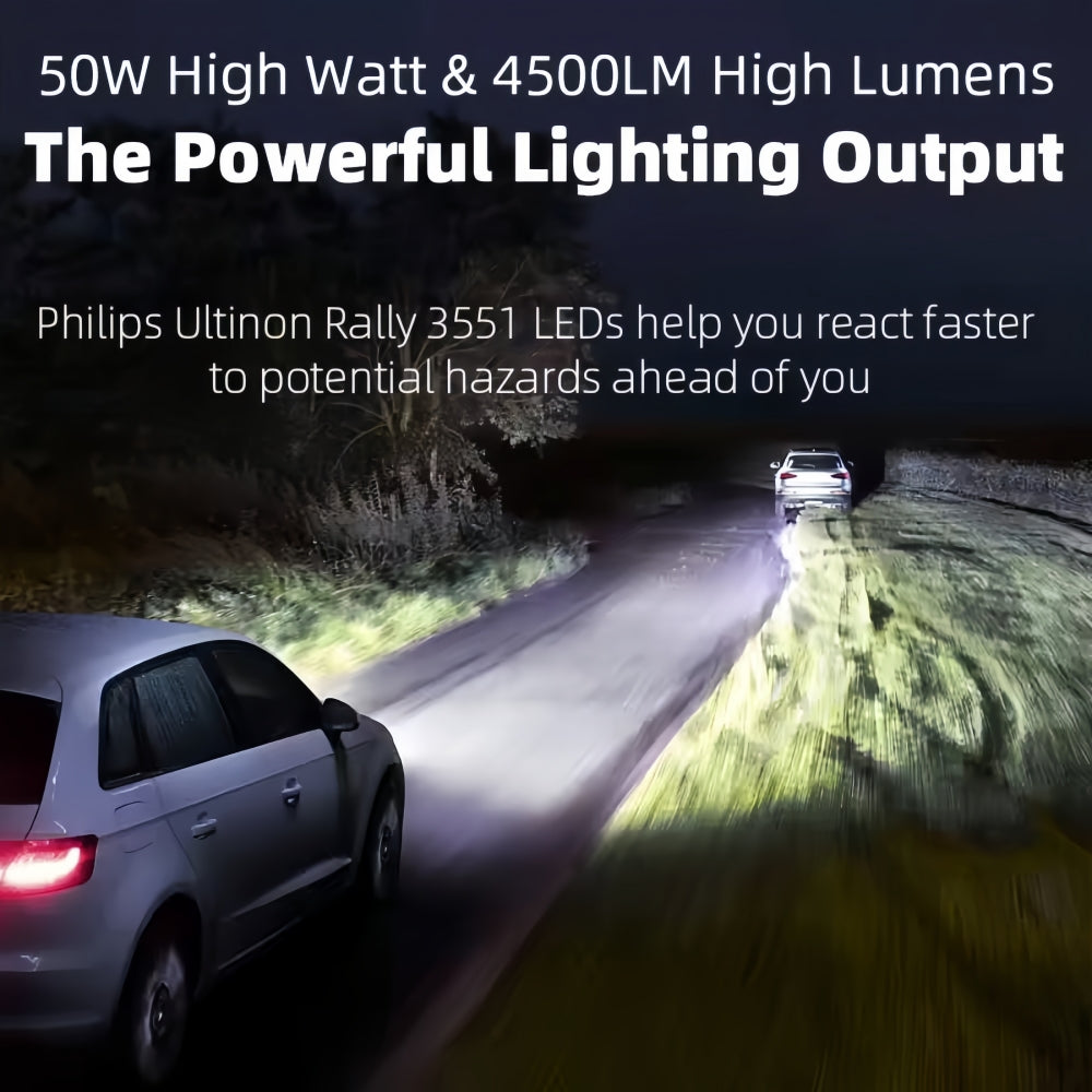 2 x Philips H4 LED Globes 12V-24V 6500K 50W 4000Lm H4 Philips LED Headlight Bulb