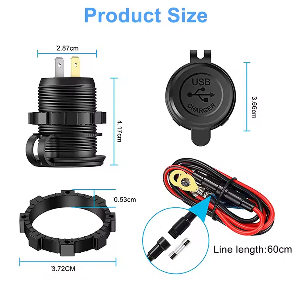 12-24V USB Charger Outlet One PD Type C & Two QC3.0 USB Port Touch Switch Socket