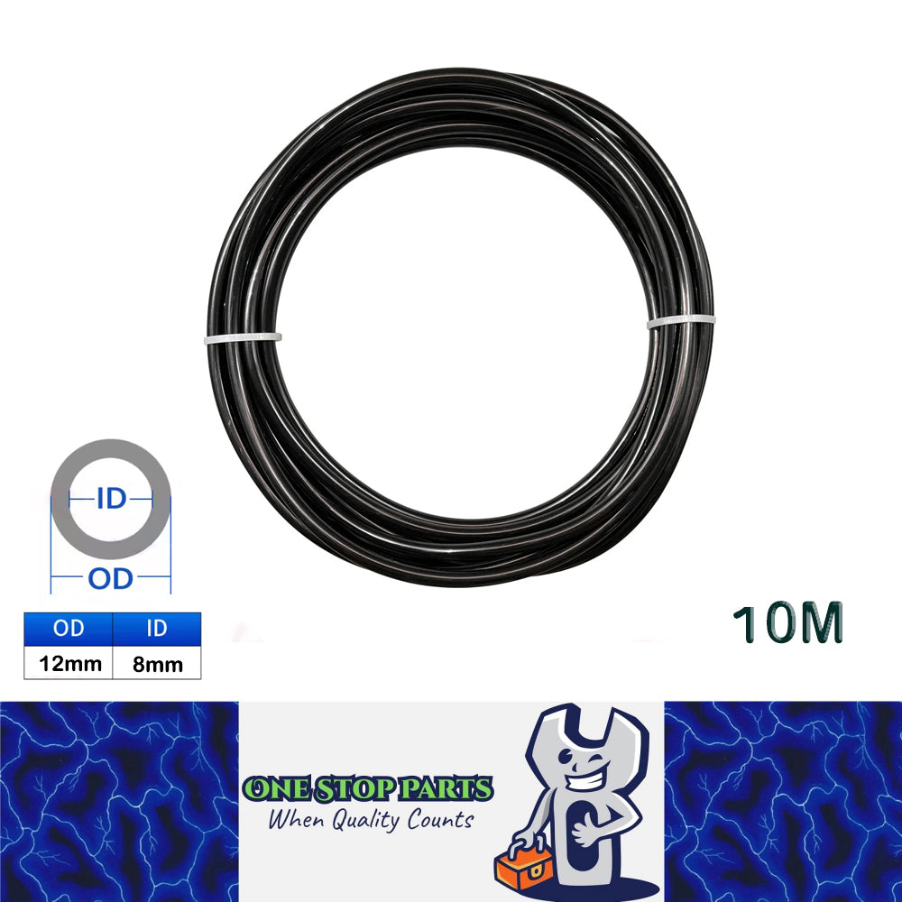 10M 12x8mm Black PU Air Hose Pneumatic Tube Pipe for Compressor Water Fluid