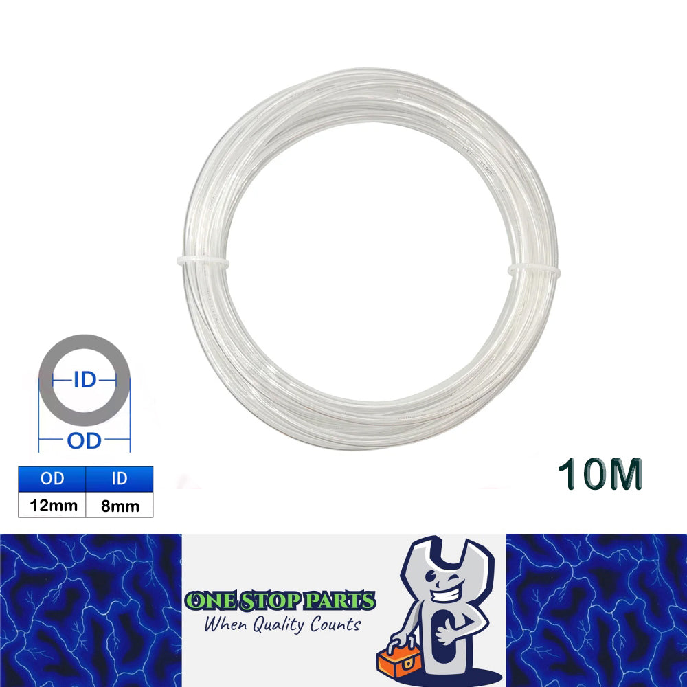 10M 12x8mm Transparent PU Air Hose Pneumatic Tube Pipe Compressor Water Fluid