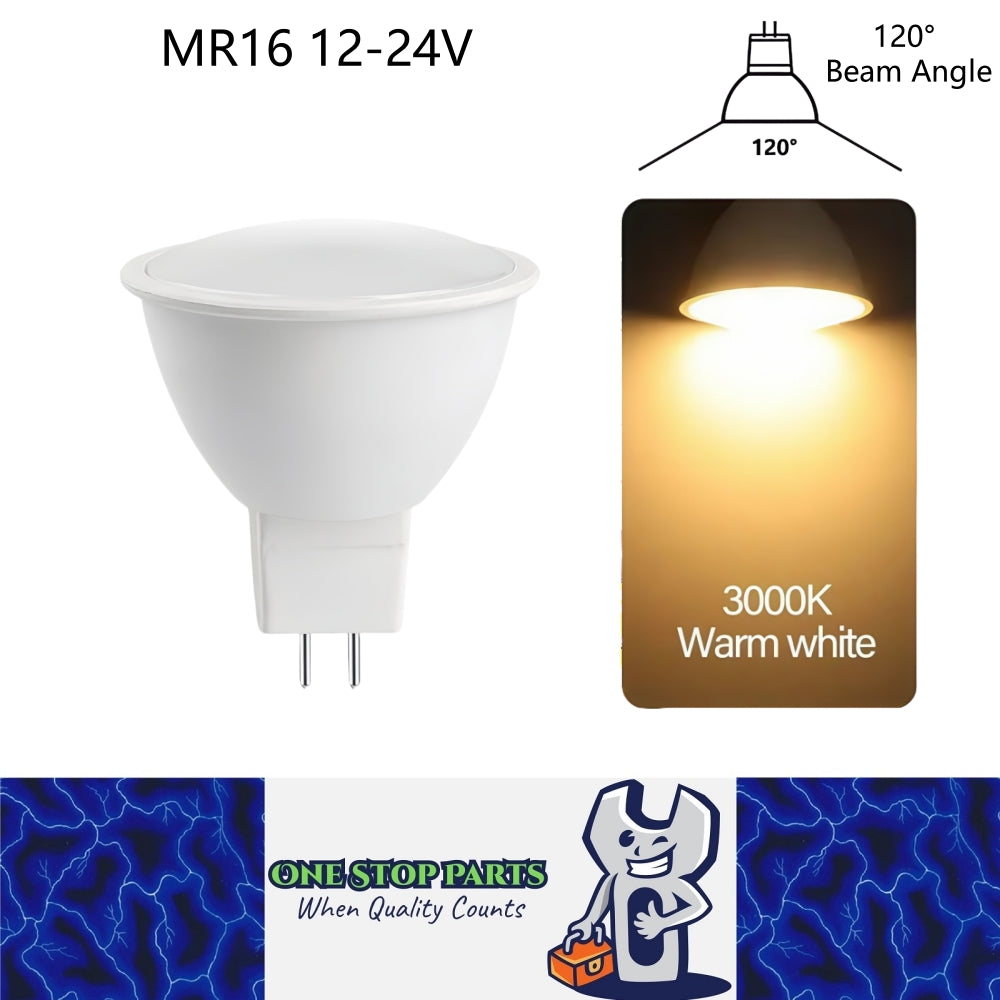 1 x MR16 3W LED Spotlight AC/DC 12V-24V 120 Degree 3000K Warm White Downlight