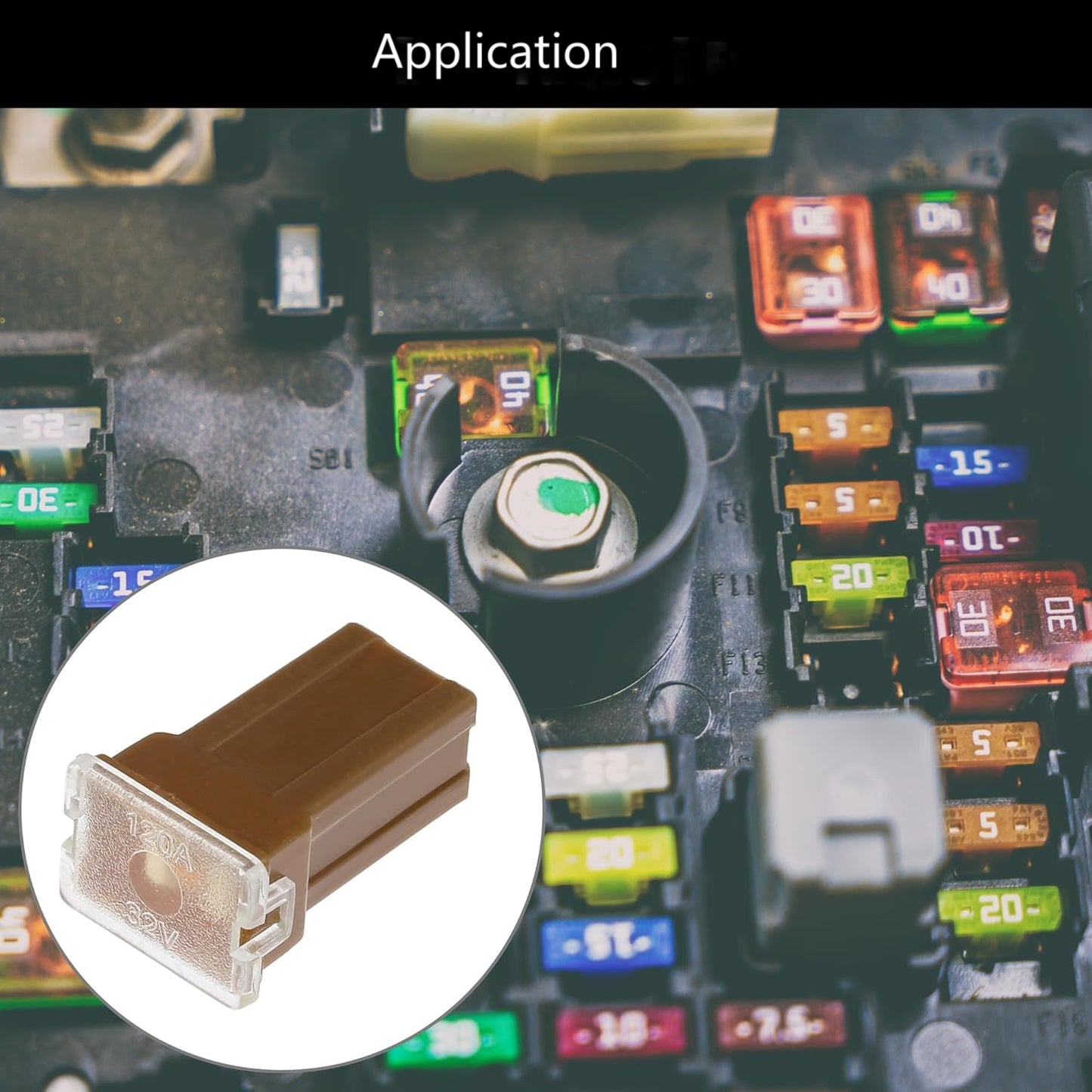 1 x 120Amp Brown Small Slow Blow Fuse Block 10mmx12mm x 27mm High 120A Fuse(1pc)