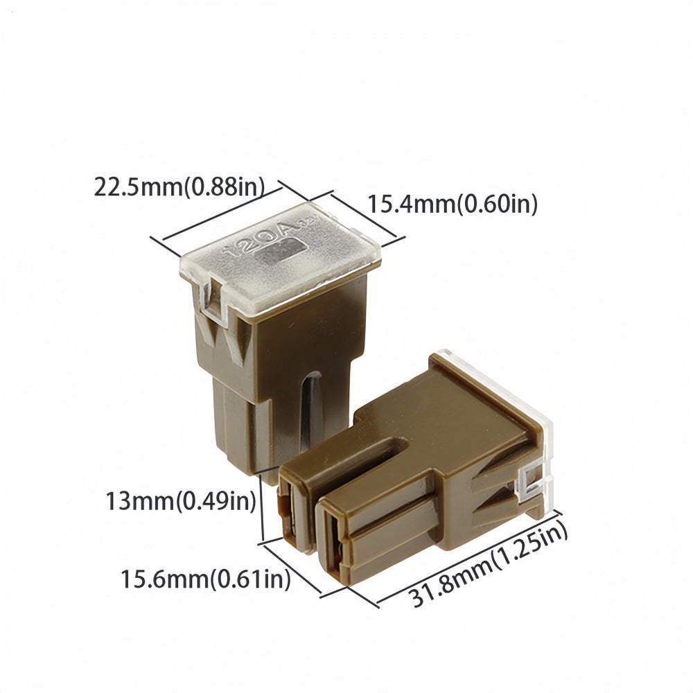 1 x 120Amp Brown Medium Female Slow Blow Fuse Block 15x22x32mm High 120A Fuse