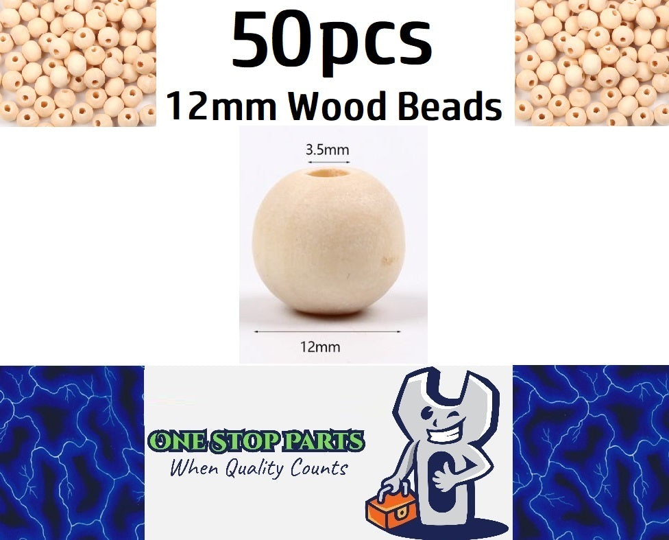 50 x 12mm Natural wood beads round DIY jewelry Handmade Accessories