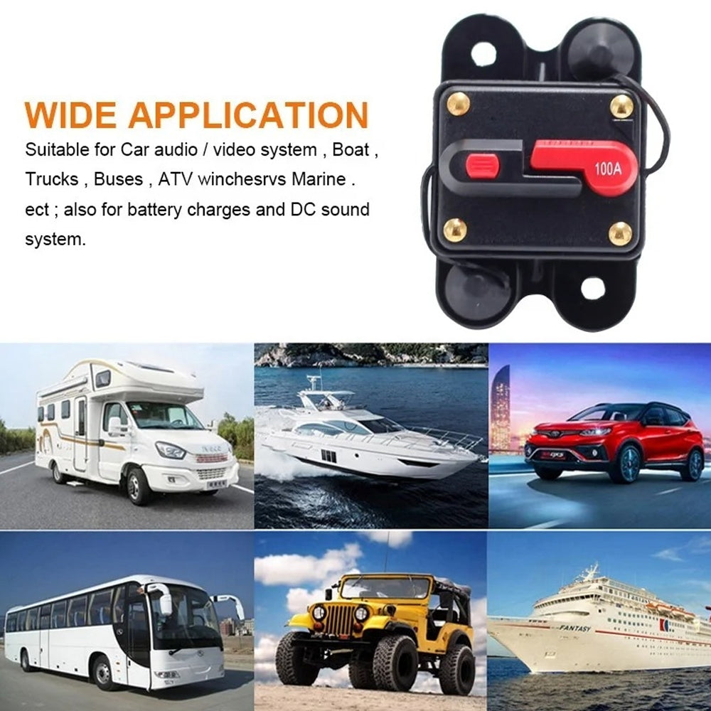 12V 24V 100A Circuit Breaker Manual Reset WaterProof Ideal for 4wd Caravan Boat
