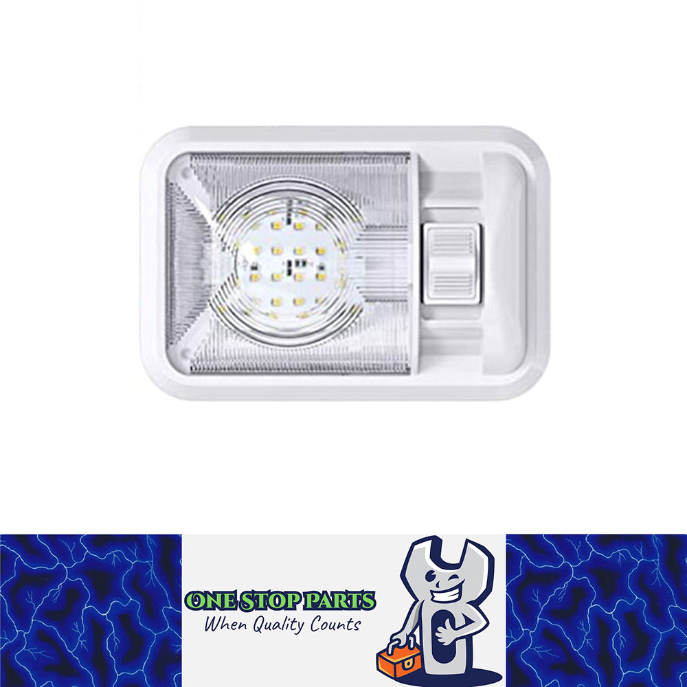 12v 24 Cool White LED Interior Dome Lamp with Switch with Transparent Lens