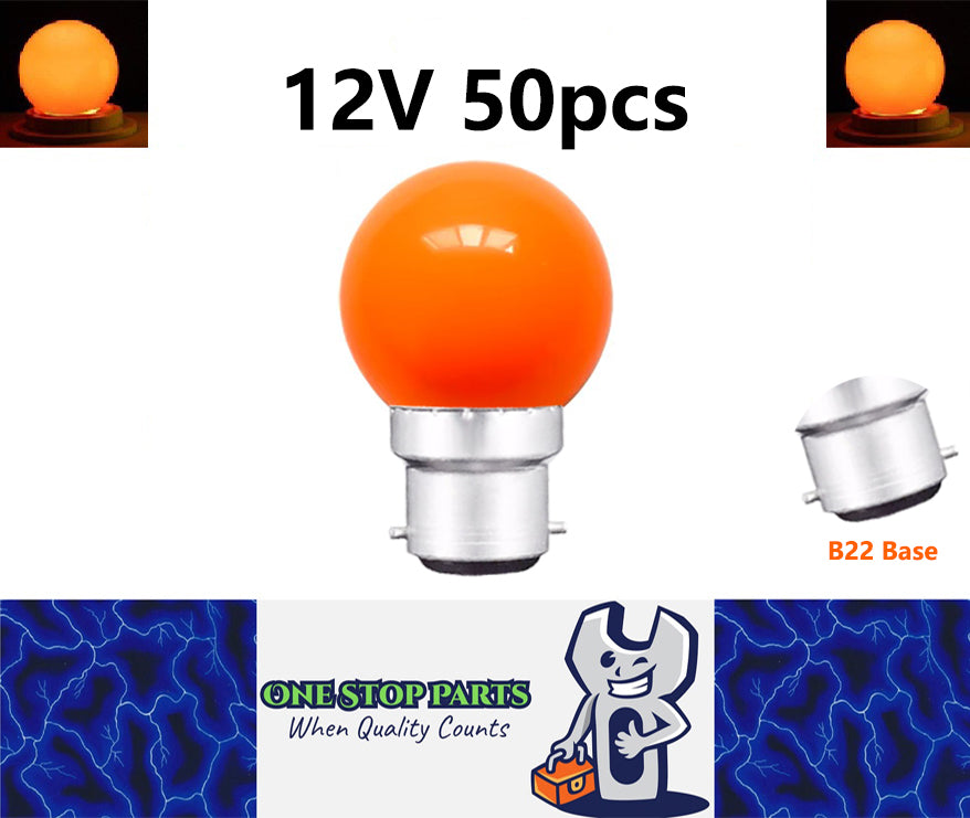 50 x Orange 12v B22 1W LED Bubble Globe Frosted Orange Lens sign party (50pcs)