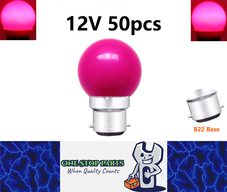 50 x Purple 12v B22 1W LED Bubble Globe Frosted Purple Lens sign party (50pcs)