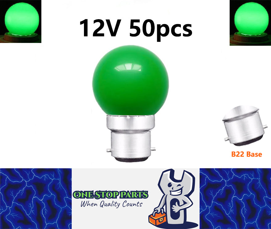 50 x Green 12v B22 1W LED Bubble Globe Frosted Green Lens sign party (50pcs)
