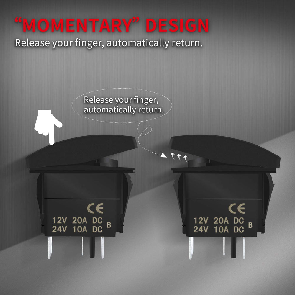 1 x Horn Switch 12V-24V 5Pin Momentary Horn Rocker Switch Button with Blue LED