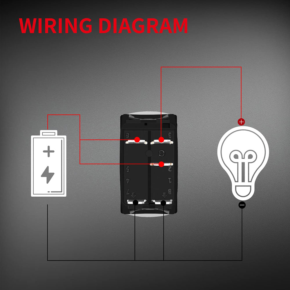 1 x Horn Switch 12V-24V 5Pin Momentary Horn Rocker Switch Button with Blue LED