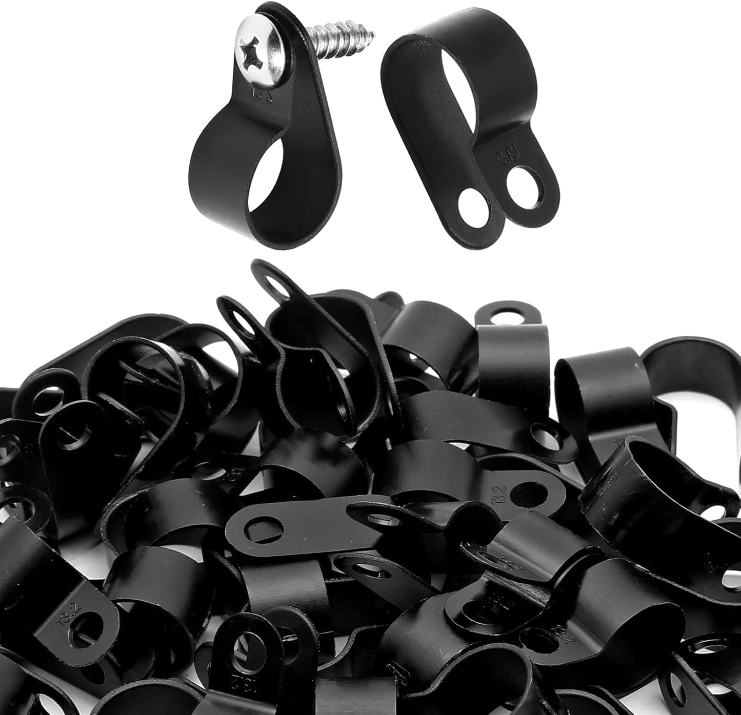 100 X Black 12.7mm P Clamps Cable saddle clips R-Type Nylon Plastic Clamps 100pc