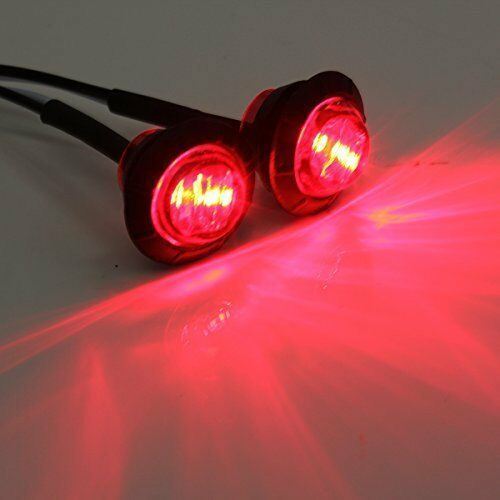 2 X RED 12v 6 LED ROUND RECESSED MARKER LIGHTS 53MM DIAMETER WITH 300MM LEAD