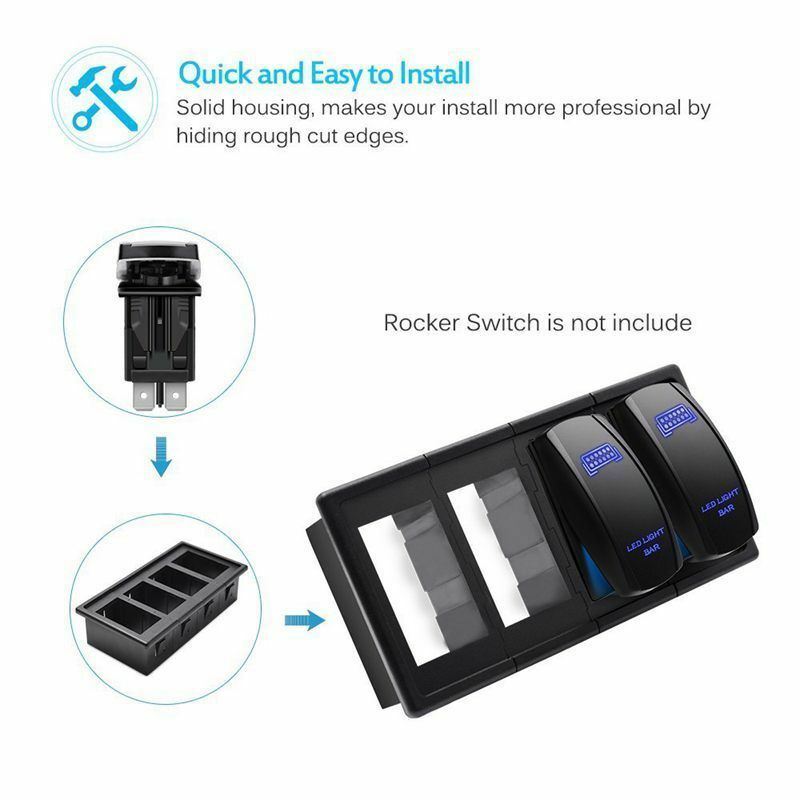 4 ROCKER PUSH SWITCH HOLDER GANG MOUNT FOR IN OR UNDER DASH MOUNTING HOLDS 4