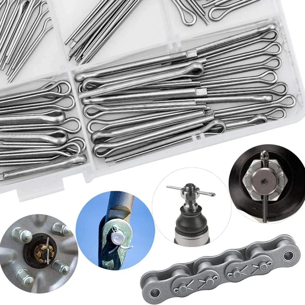 150pcs Stainless Steel Cotter Pin Kit Split Pin 5 Sizes Assortment U Pin Fastner