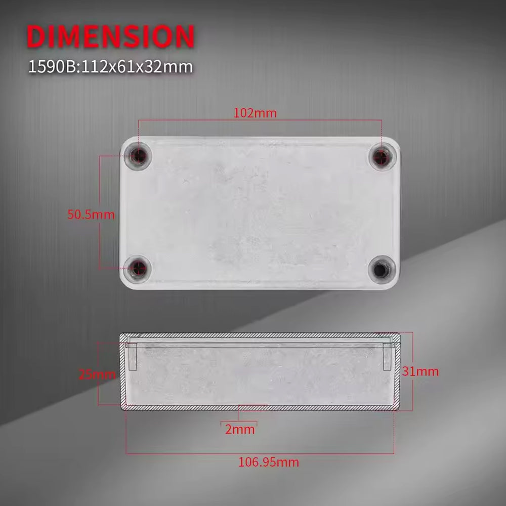 5pcs 1590B Guitar Pedal Enclosure Aluminum Diecast Stomp Box Case 112x61x32mm