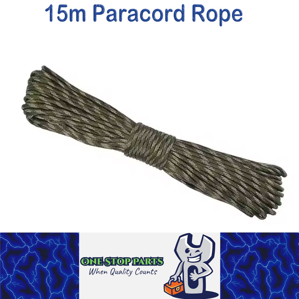 15m Camo Forest 650lb 9 Core Paracord Rope 4mm Parachute Cord Camping Rope