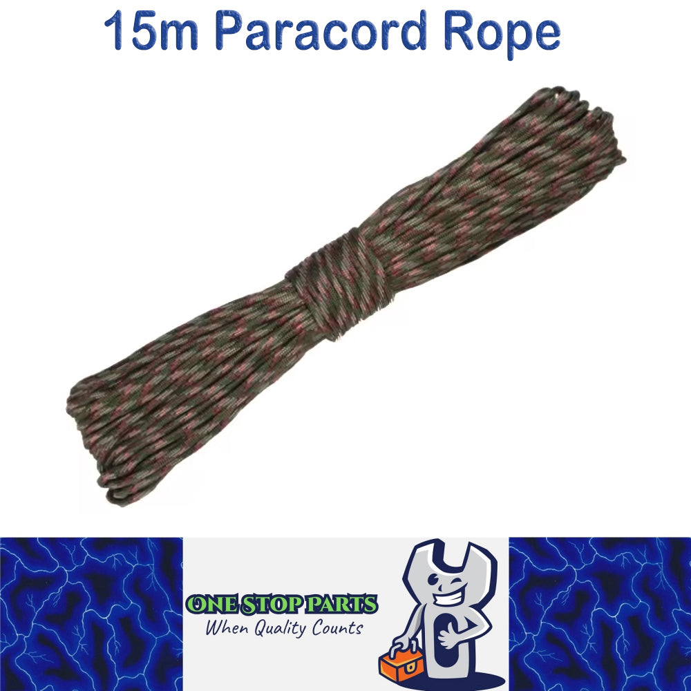 15m Camo Jungle 650lb 9 Core Paracord Rope 4mm Parachute Cord Camping Rope