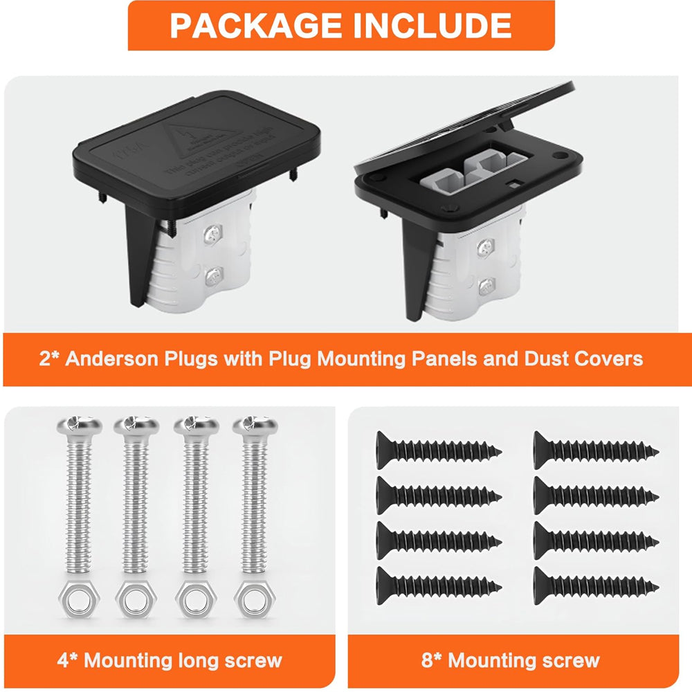 2 x 175A Grey Anderson style Plugs Include Flush Mount Brackets and Covers