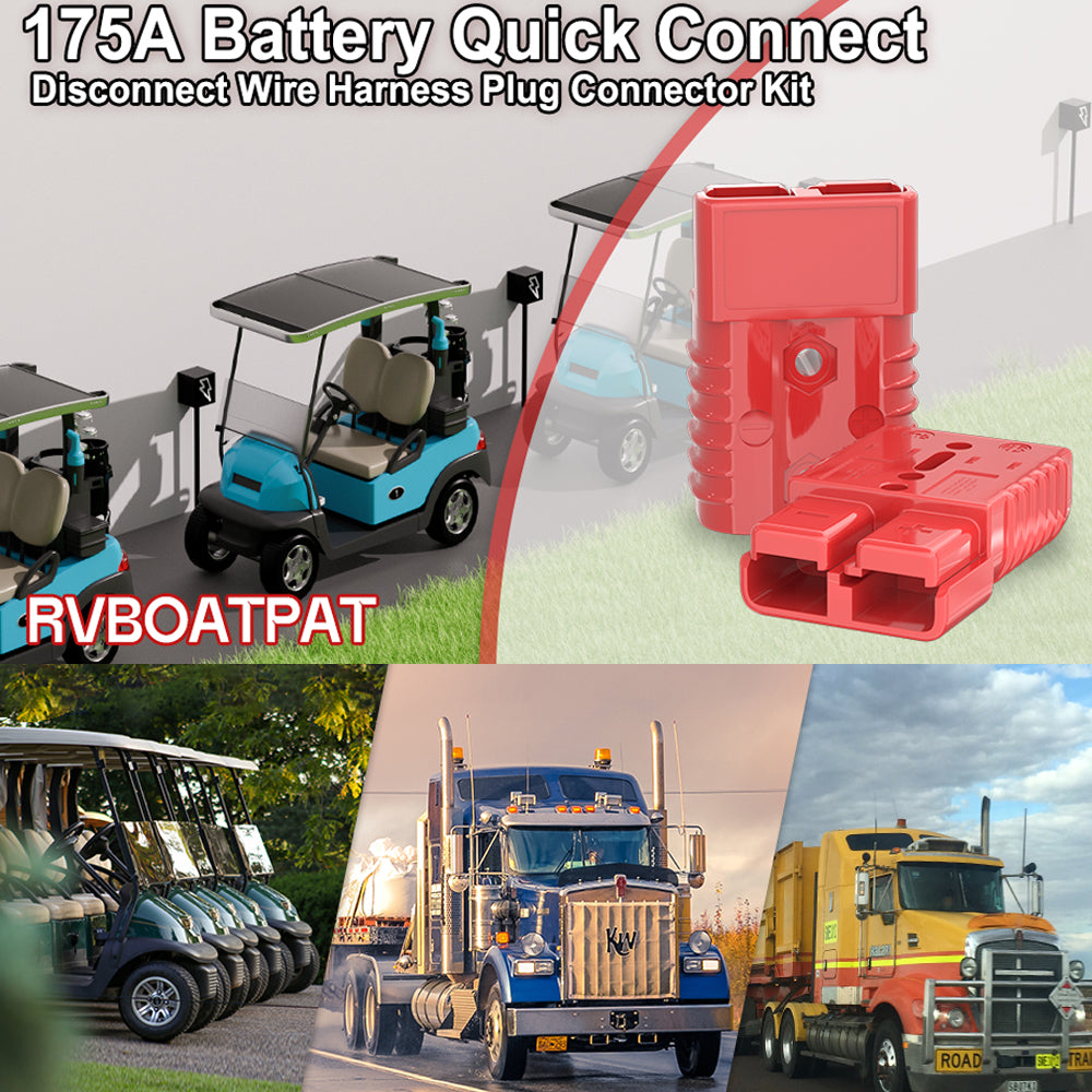 4 x 175A Red Anderson Style Sockets Plugs 175 Amp Kit with Cover and Entry Boot