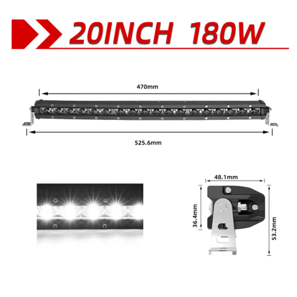 Curved LED Light Bar 526mm 180W Flood Beam Spot Beam Combo LED Work Light Bar