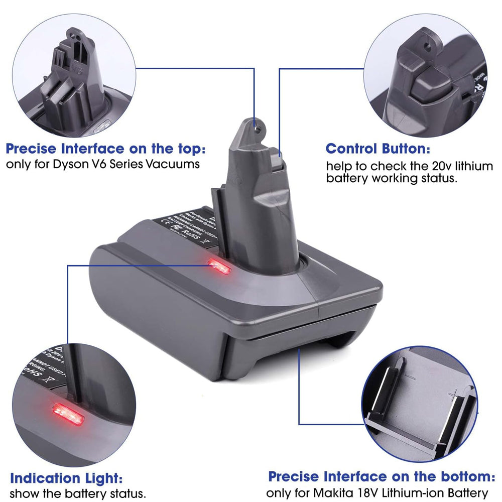 Battery Adapter for Makita 18V Battery work for Dyson V6 Series Vacuum Cleaner
