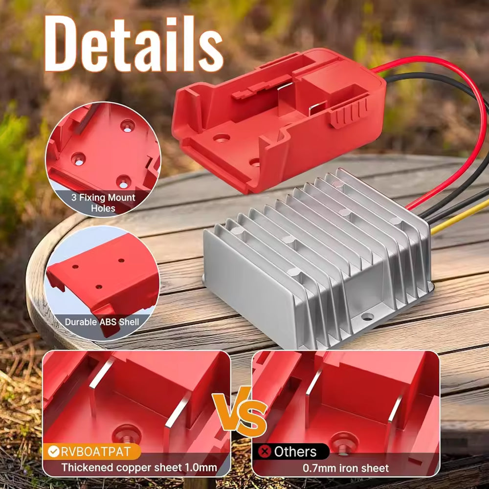 1x 18V to 12V Step Down Converter for Milwaukee M18 Power Wheel Battery Adapter