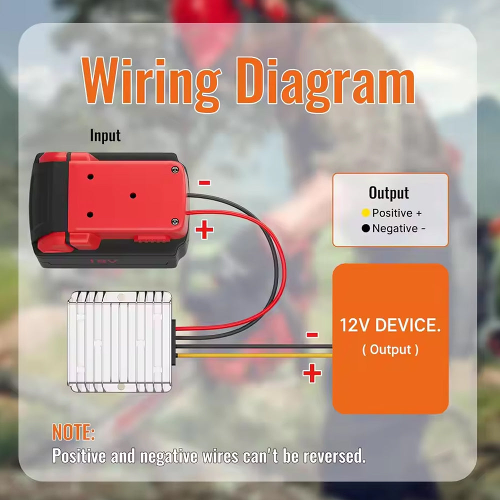 1x 18V to 12V Step Down Converter for Milwaukee M18 Power Wheel Battery Adapter