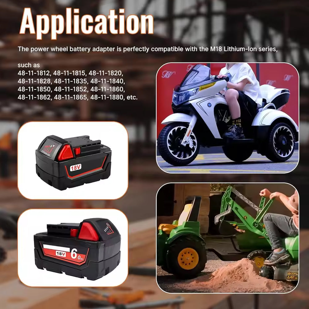 1x 18V to 12V Step Down Converter for Milwaukee M18 Power Wheel Battery Adapter