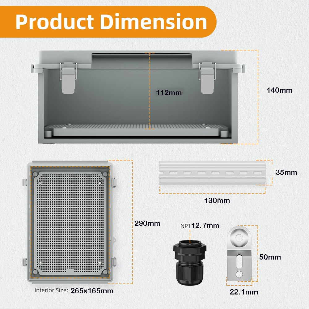 Waterproof Outdoor Electrical Box 190x290x140MM Plastic Junction Enclosure Box