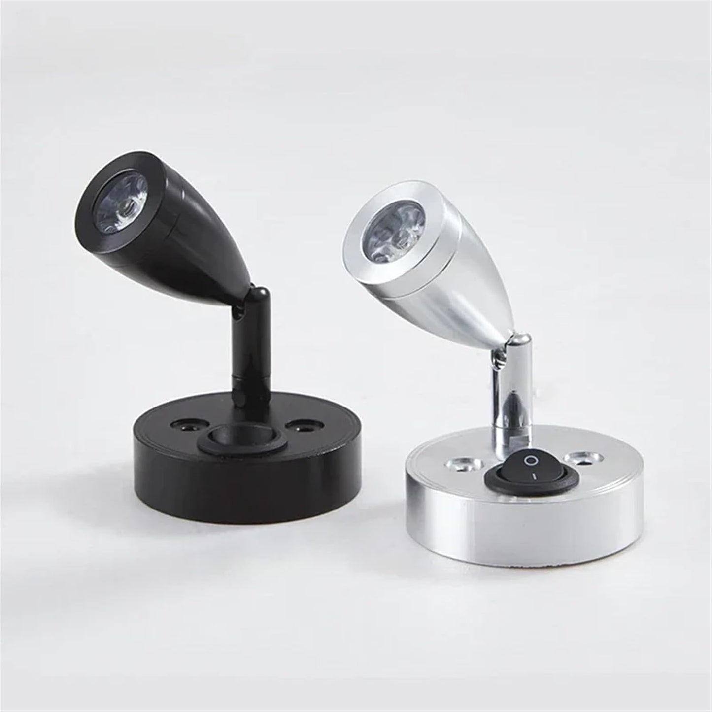 Pair 12v Black LED Bedside Reading Lights Cool White with Switch Rotatable Lamps
