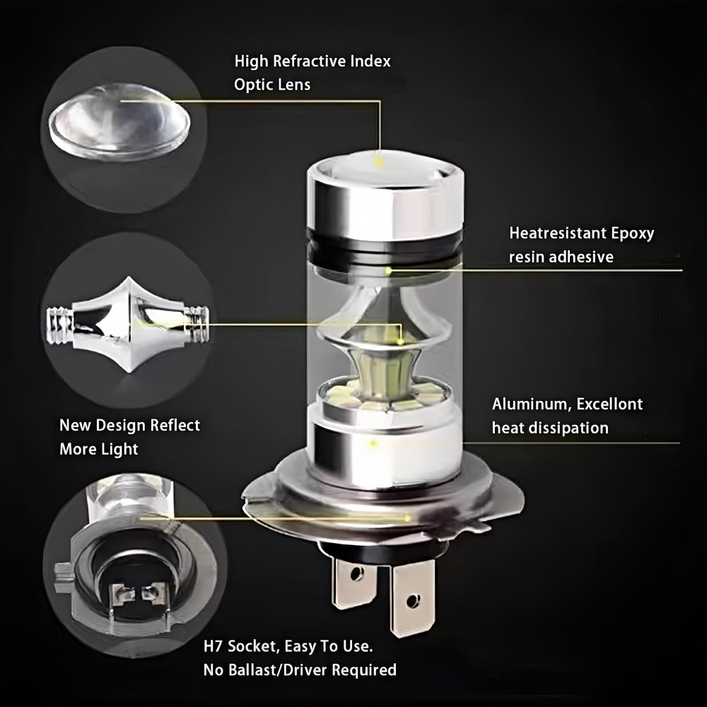 2 X H7 LED GLOBES COOL WHITE 6000k LED Headlight GLOBES 2PCS