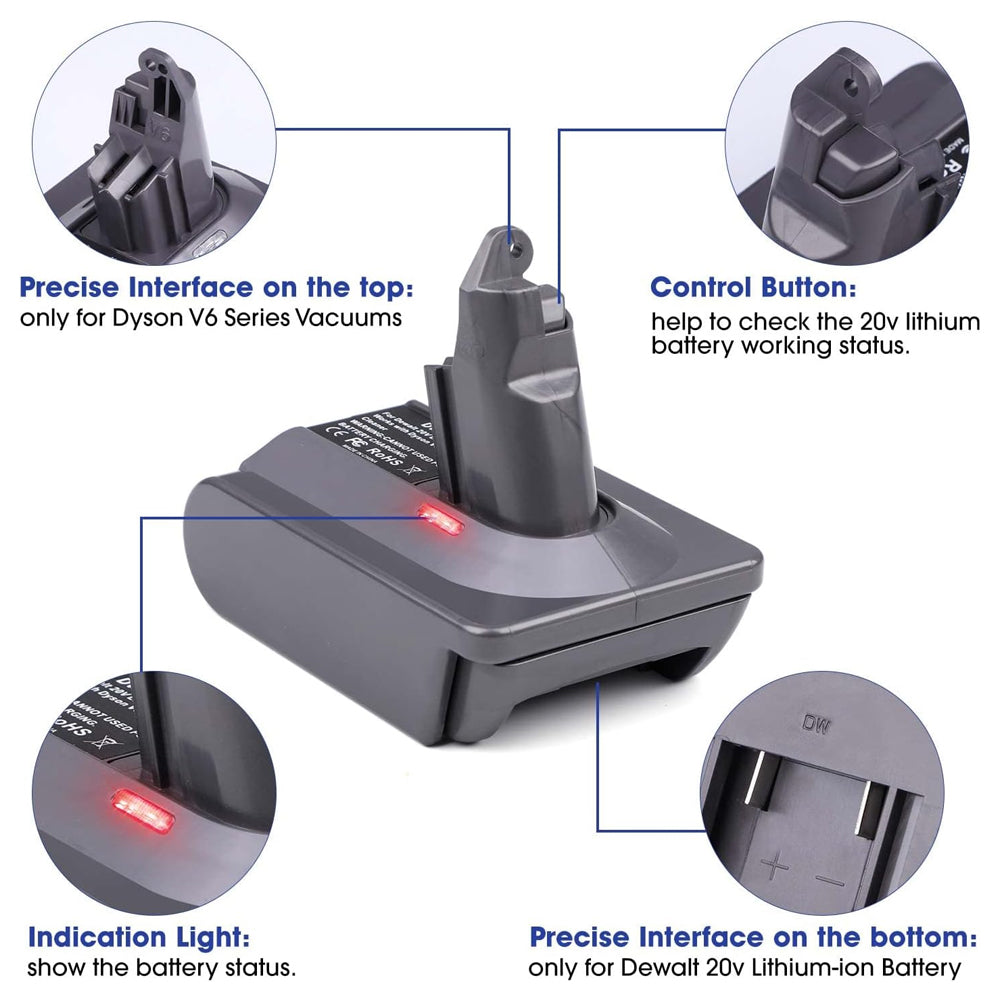 Battery Adapter for Dewalt 20V/18V Battery for Dyson V6 Series Vacuum Cleaner