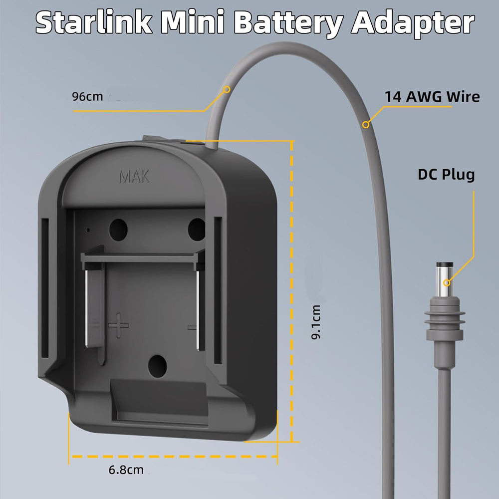1 x 1M Starlink Mini DC Power Cable to Makita 18V Battery Adapter