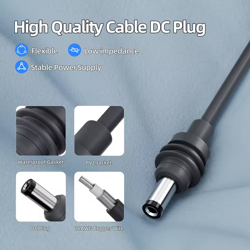 1 x 1M Starlink Mini DC Power Cable to Milwaukee M18 18V Battery Adapter