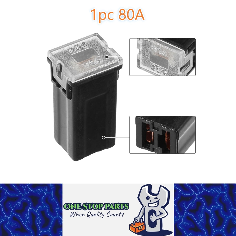 1 x 80Amp Black Small Slow Blow Fuse Block 10mmx12mm x 27mm High 80A Fuse (1pc)1