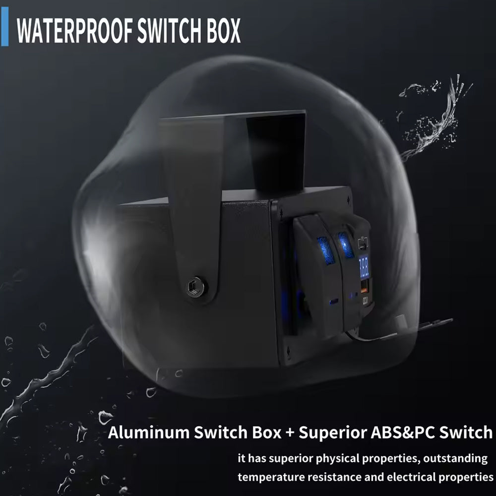 2 Gang Rocker Switch Panel Rotate Box with PD + QC3.0 USB Outlet and Voltmeter
