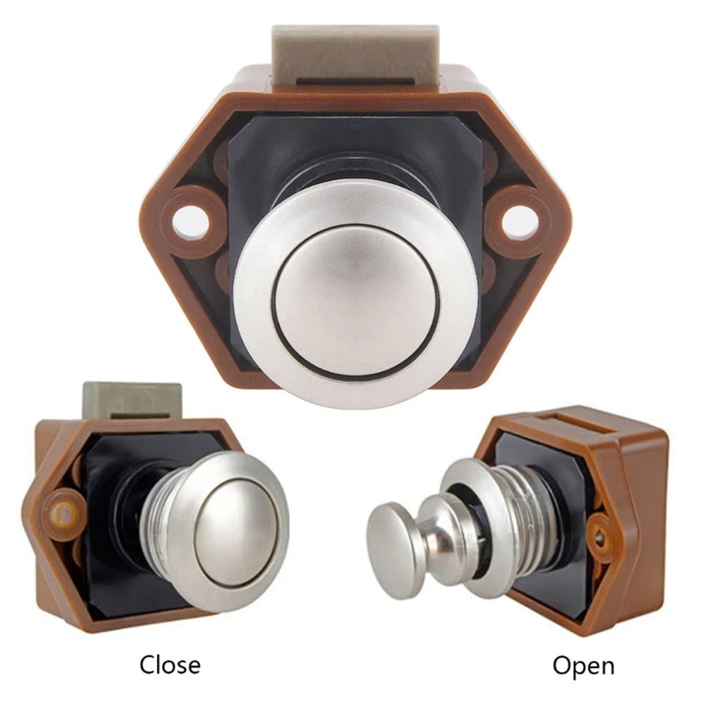 Brown 20mm Push Lock Catch Door Knob RV Caravan Cabinet Latch Button Lock