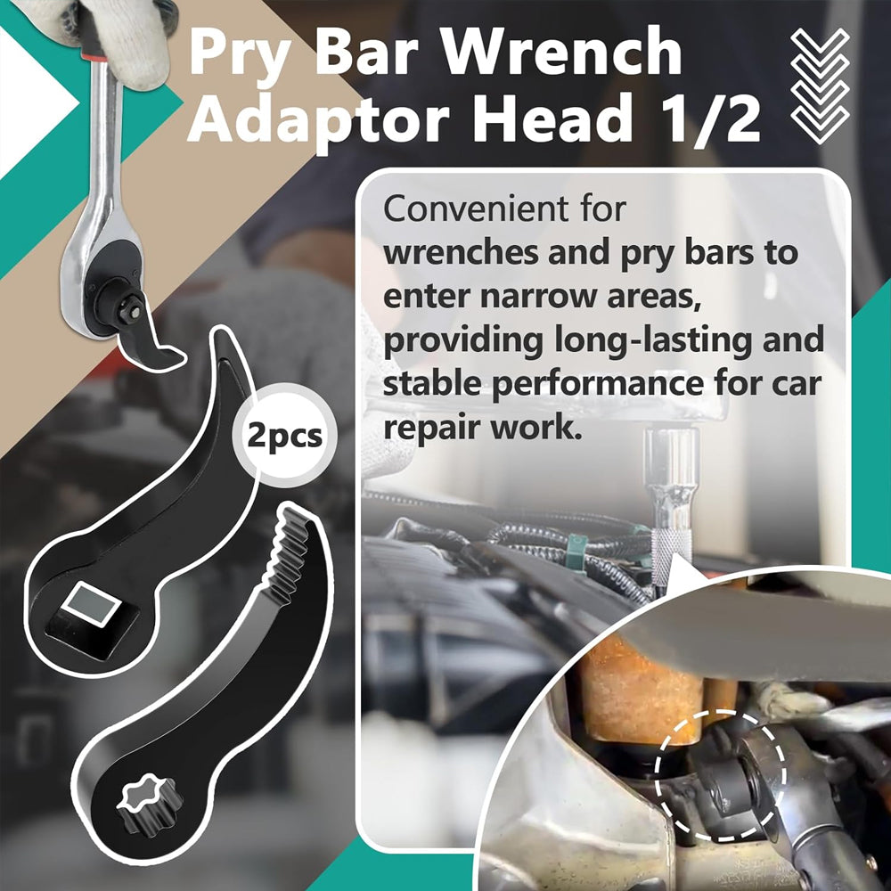 2 x Pry Bar Wrench Crowbar Adapter Fit 12.7mm Ratchet Half Shaft Axle Car Repair