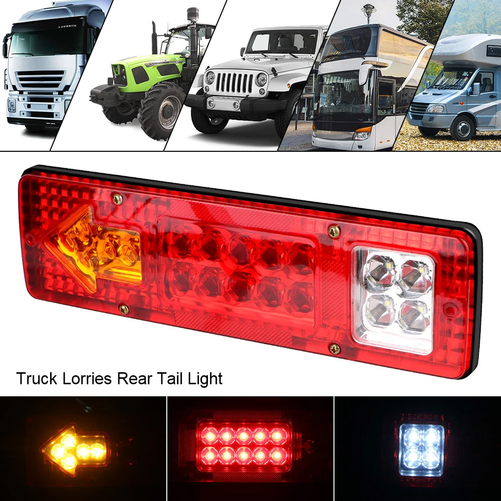 2 x 12V LED Trailer Lamp 19LEDs Stop Tail Indicator Reverse Light Truck Lorries
