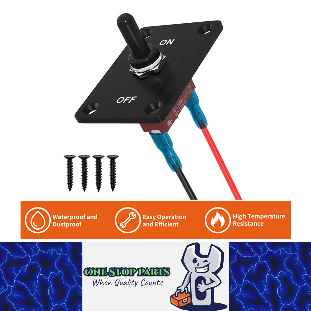 Heavy Duty Toggle Switch 12V 30A 2 Pin SPST On/Off with Mounting Panel