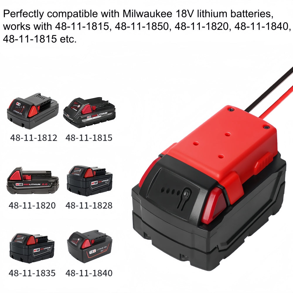 2 x Power Wheel Battery Adapter Converter with Switch for Milwaukee M18 Battery