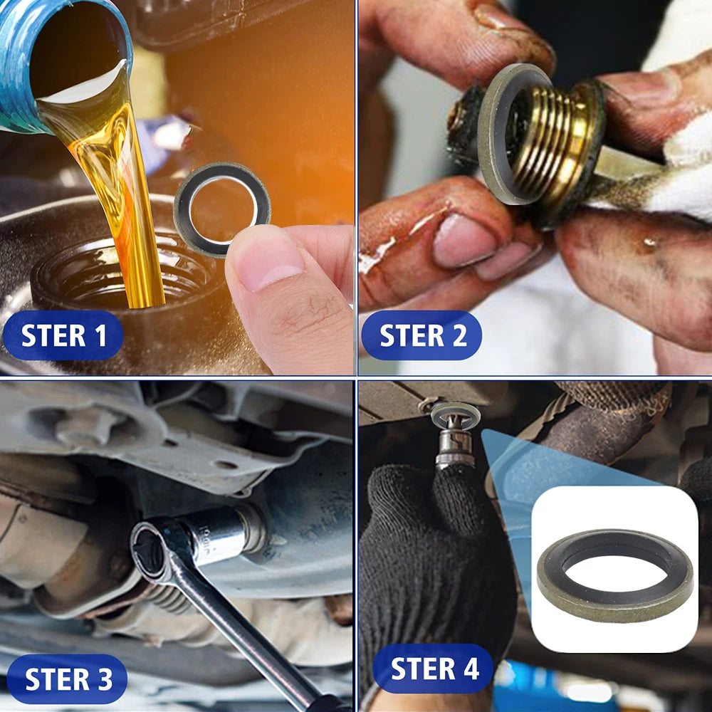 200pcs Metal Bonded Washer Oil Drain Plug Gasket M6/8/10/12/14 /16 Sealing Ring