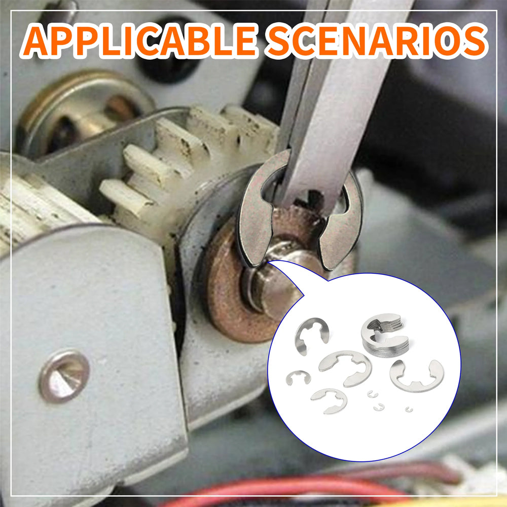 200pcs E-Clips M1.5-M10 Circlip Washer Kit 10Size Stainless Steel Retaining Ring