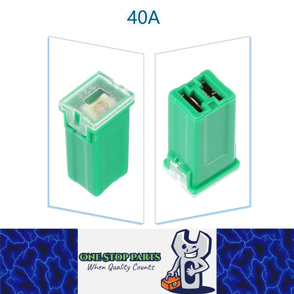 1 x 40Amp Green Small Slow Blow Fuse Block 10mmx12mm x 27mm High 40A Fuse (1pc)