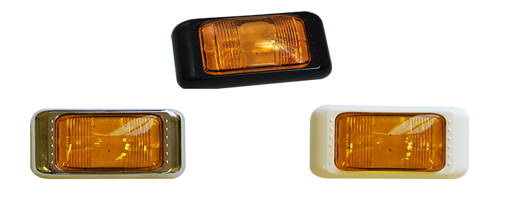 PAIR AMBER LED SIDE MARKER LIGHTS WITH WHITE SURROUNDS MULTI VOLT ADR (2)