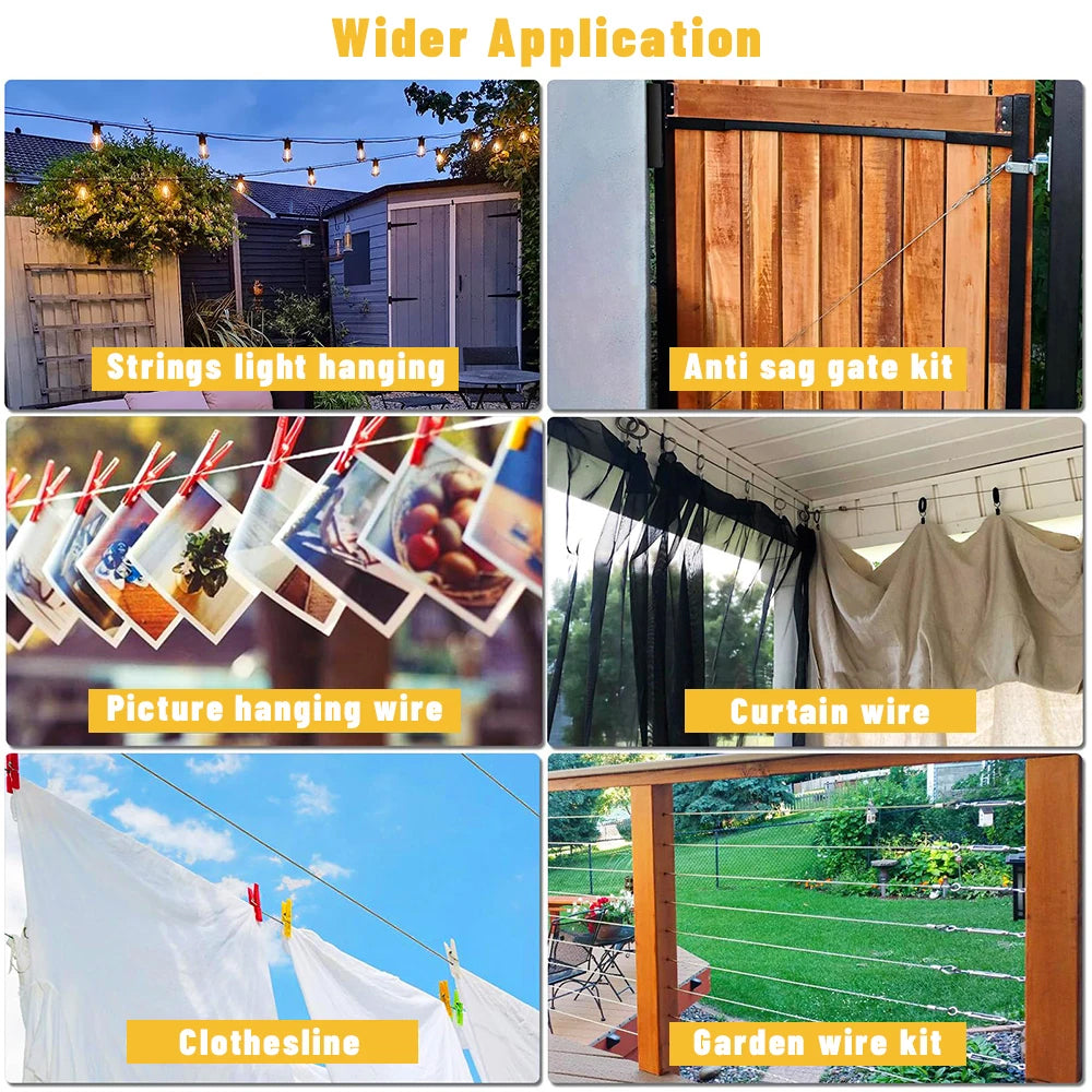 30m x 2mm PVC Coated 304 Stainless Steel Cable Kit with 51 Accessories Wire Rope