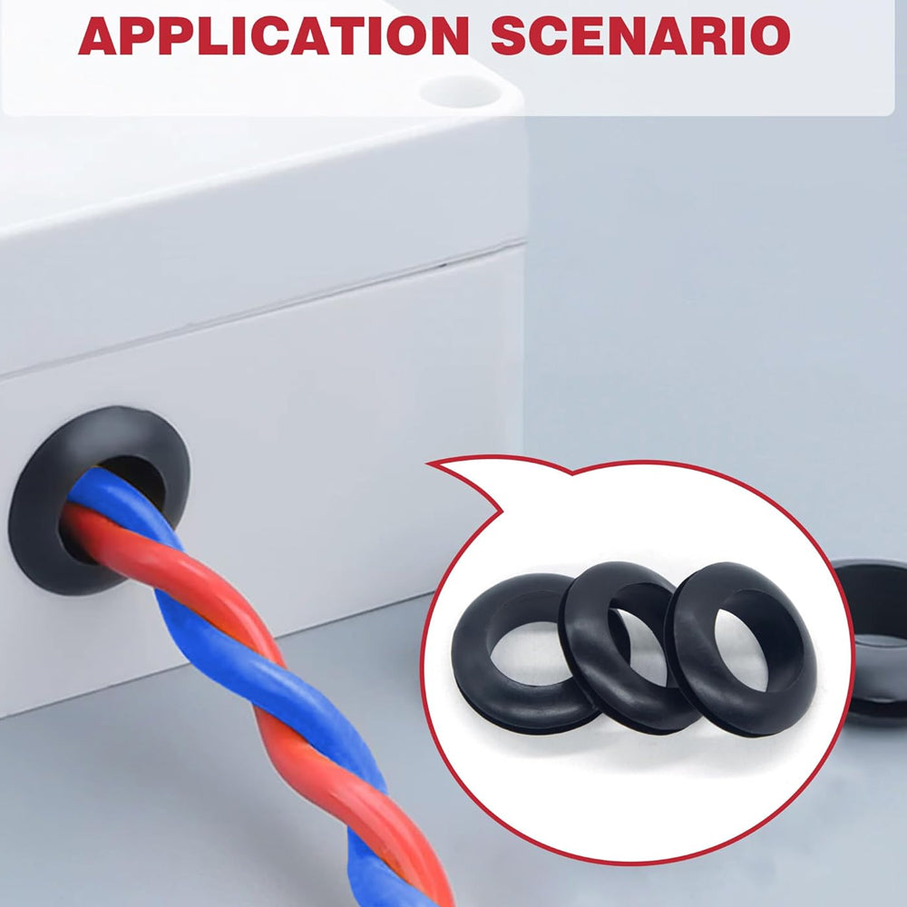 215pc Rubber Grommet Kit 9 Sizes 3mm to 16mm Wiring Firewall Car DIY Hole Plug